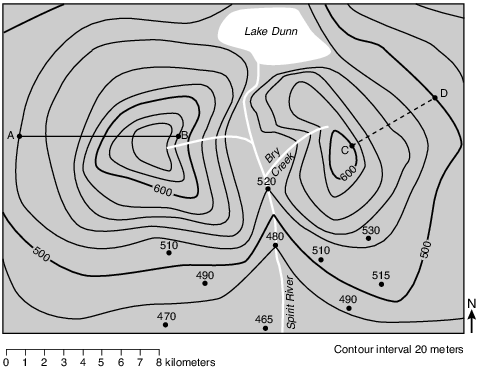 earth science Test Worksheet: Topographic Maps